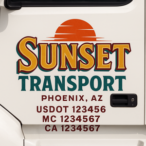 Custom Truck Door Decal Sticker Lettering Signs with US DOT, MC, CA, KYU VIN For Semi-Trucks, Work Trucks & Businesses