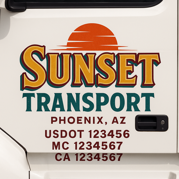 Custom Truck Door Decal Sticker Lettering Signs with US DOT, MC, CA, KYU VIN For Semi-Trucks, Work Trucks & Businesses