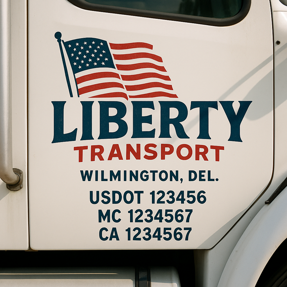 Custom Truck Door Decal Sticker Lettering Signs with US DOT, MC, CA, KYU VIN For Semi-Trucks, Work Trucks & Businesses