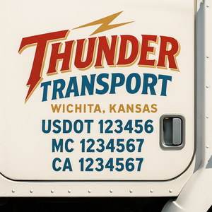 Custom Truck Door Decal Sticker Lettering Signs with US DOT, MC, CA, KYU VIN For Semi-Trucks, Work Trucks & Businesses