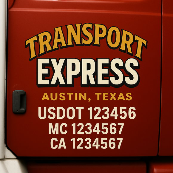 Custom Truck Door Decal Sticker Lettering Signs with US DOT, MC, CA, KYU VIN For Semi-Trucks, Work Trucks & Businesses