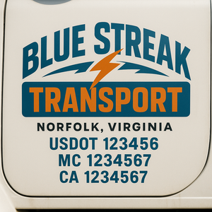 Custom Truck Door Decal Sticker Lettering Signs with US DOT, MC, CA, KYU VIN For Semi-Trucks, Work Trucks & Businesses