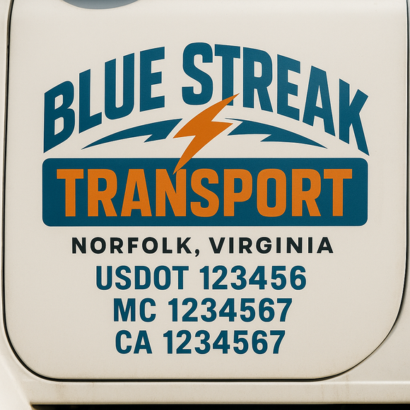 Custom Truck Door Decal Sticker Lettering Signs with US DOT, MC, CA, KYU VIN For Semi-Trucks, Work Trucks & Businesses