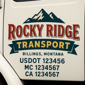 Custom Truck Door Decal Sticker Lettering Signs with US DOT, MC, CA, KYU VIN For Semi-Trucks, Work Trucks & Businesses