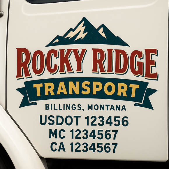 Custom Truck Door Decal Sticker Lettering Signs with US DOT, MC, CA, KYU VIN For Semi-Trucks, Work Trucks & Businesses