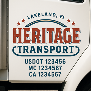 Custom Truck Door Decal Sticker Lettering Signs with US DOT, MC, CA, KYU VIN For Semi-Trucks, Work Trucks & Businesses