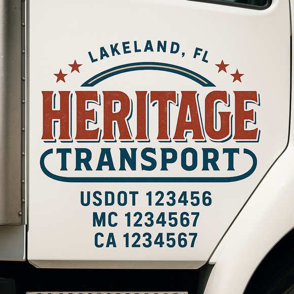 Custom Truck Door Decal Sticker Lettering Signs with US DOT, MC, CA, KYU VIN For Semi-Trucks, Work Trucks & Businesses