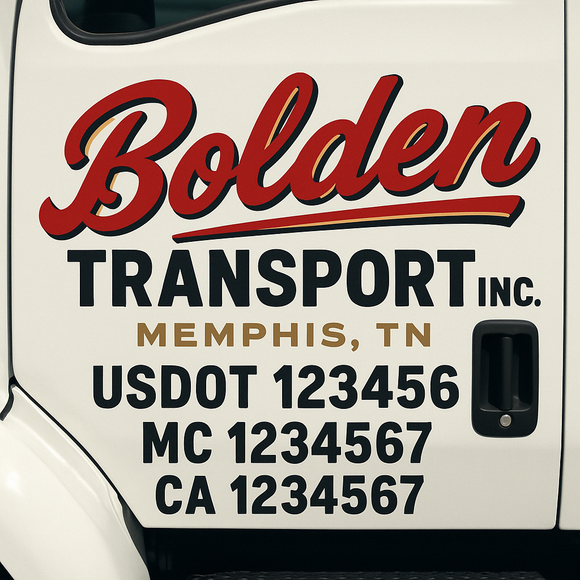 Custom Truck Door Decal Sticker Lettering Signs with US DOT, MC, CA, KYU VIN For Semi-Trucks, Work Trucks & Businesses