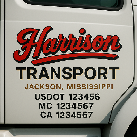 Custom Truck Door Decal Sticker Lettering Signs with US DOT, MC, CA, KYU VIN For Semi-Trucks, Work Trucks & Businesses