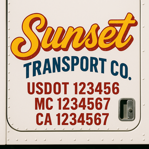 Custom Truck Door Decal Sticker Lettering Signs with US DOT, MC, CA, KYU VIN For Semi-Trucks, Work Trucks & Businesses