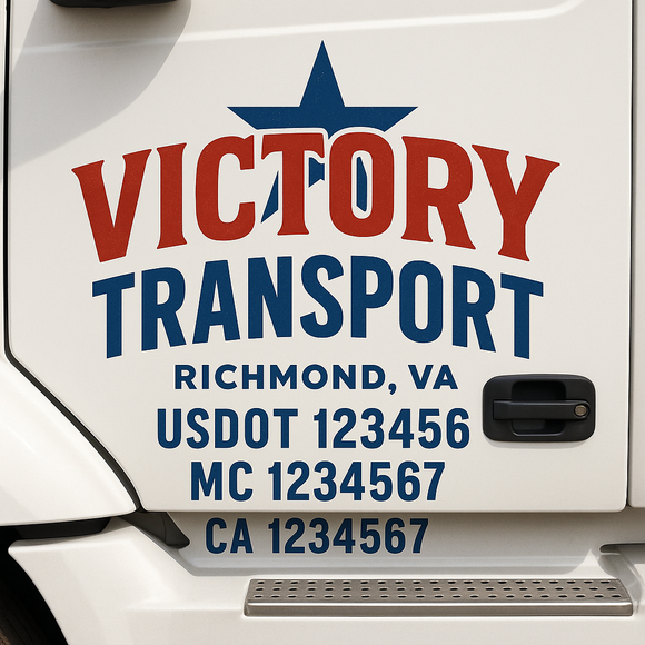 Custom Truck Door Decal Sticker Lettering Signs with US DOT, MC, CA, KYU VIN For Semi-Trucks, Work Trucks & Businesses