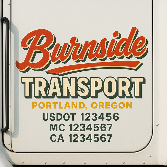 Custom Truck Door Decal Sticker Lettering Signs with US DOT, MC, CA, KYU VIN For Semi-Trucks, Work Trucks & Businesses