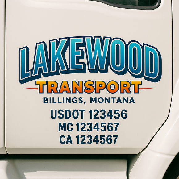 Custom Truck Door Decal Sticker Lettering Signs with US DOT, MC, CA, KYU VIN For Semi-Trucks, Work Trucks & Businesses