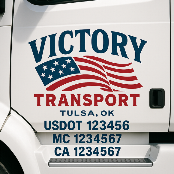 Custom Truck Door Decal Sticker Lettering Signs with US DOT, MC, CA, KYU VIN For Semi-Trucks, Work Trucks & Businesses
