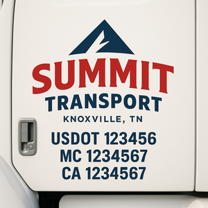 Custom Truck Door Decal Sticker Lettering Signs with US DOT, MC, CA, KYU VIN For Semi-Trucks, Work Trucks & Businesses