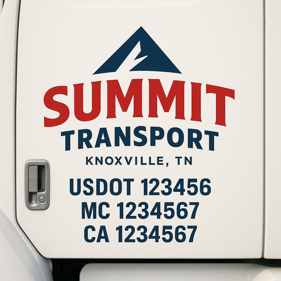 Custom Truck Door Decal Sticker Lettering Signs with US DOT, MC, CA, KYU VIN For Semi-Trucks, Work Trucks & Businesses