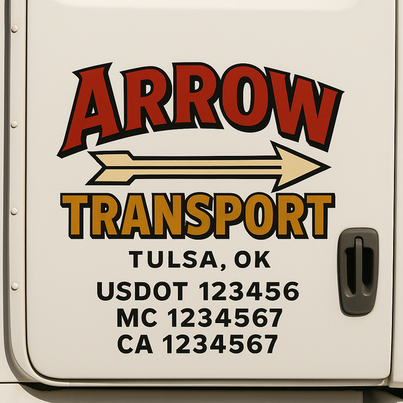 Custom Truck Door Decal Sticker Lettering Signs with US DOT, MC, CA, KYU VIN For Semi-Trucks, Work Trucks & Businesses