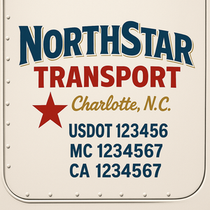 Custom Truck Door Decal Sticker Lettering Signs with US DOT, MC, CA, KYU VIN For Semi-Trucks, Work Trucks & Businesses