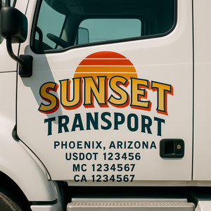 Custom Truck Door Decal Sticker Lettering Signs with US DOT, MC, CA, KYU VIN For Semi-Trucks, Work Trucks & Businesses