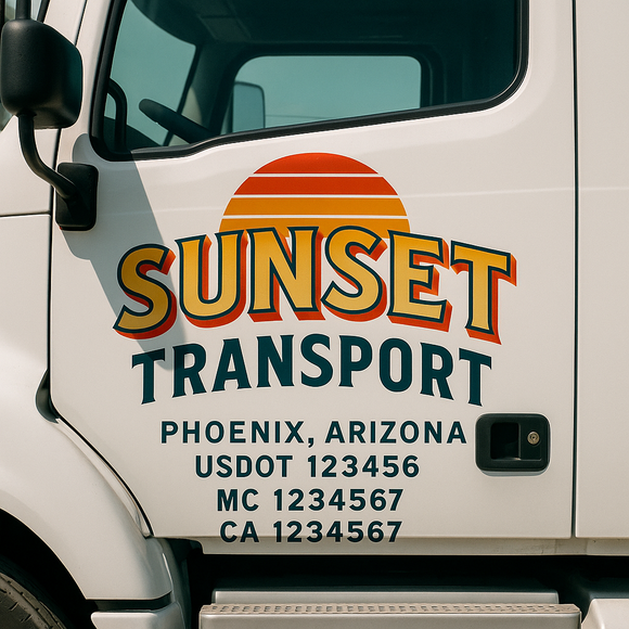 Custom Truck Door Decal Sticker Lettering Signs with US DOT, MC, CA, KYU VIN For Semi-Trucks, Work Trucks & Businesses