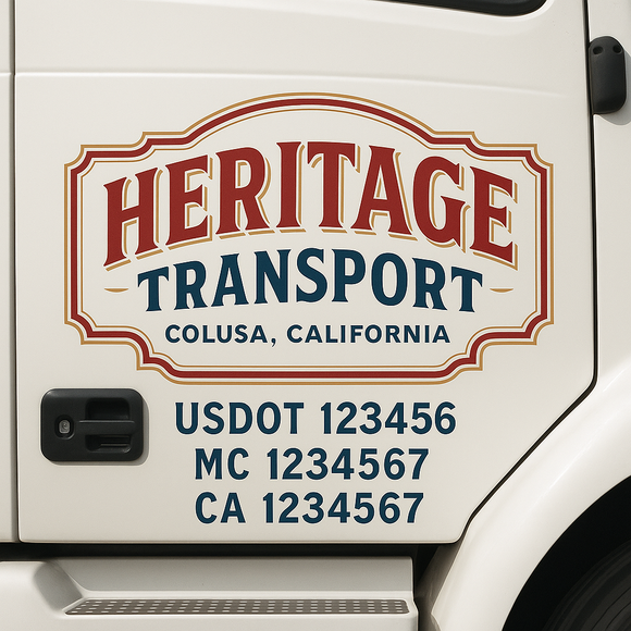 Custom Truck Door Decal Sticker Lettering Signs with US DOT, MC, CA, KYU VIN For Semi-Trucks, Work Trucks & Businesses