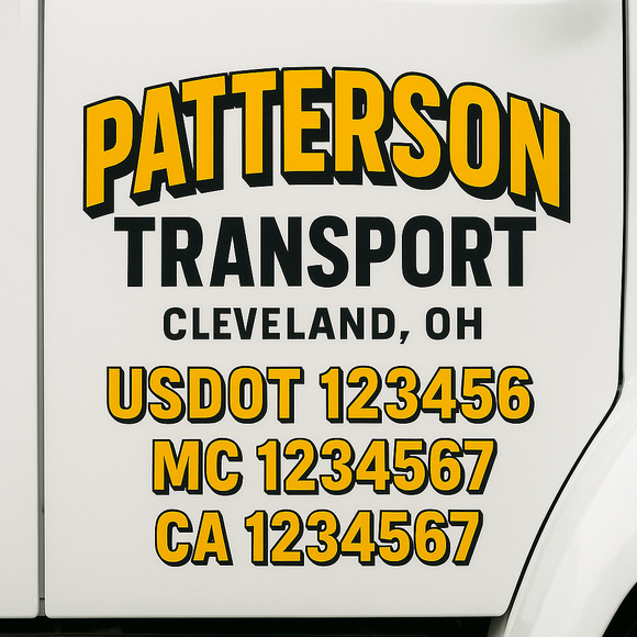 Custom Truck Door Decal Sticker Lettering Signs with US DOT, MC, CA, KYU VIN For Semi-Trucks, Work Trucks & Businesses