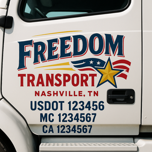 Custom Truck Door Decal Sticker Lettering Signs with US DOT, MC, CA, KYU VIN For Semi-Trucks, Work Trucks & Businesses