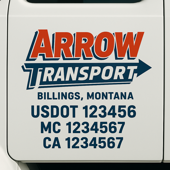 Custom Truck Door Decal Sticker Lettering Signs with US DOT, MC, CA, KYU VIN For Semi-Trucks, Work Trucks & Businesses