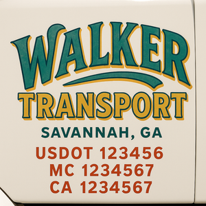 Custom Truck Door Decal Sticker Lettering Signs with US DOT, MC, CA, KYU VIN For Semi-Trucks, Work Trucks & Businesses