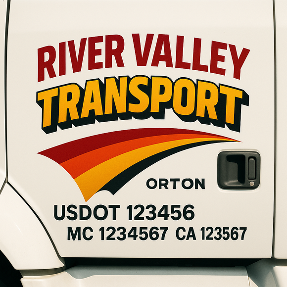 Custom Truck Door Decal Sticker Lettering Signs with US DOT, MC, CA, KYU VIN For Semi-Trucks, Work Trucks & Businesses