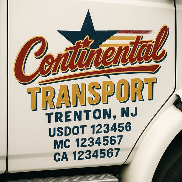 Custom Truck Door Decal Sticker Lettering Signs with US DOT, MC, CA, KYU VIN For Semi-Trucks, Work Trucks & Businesses