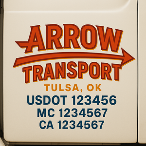 Custom Truck Door Decal Sticker Lettering Signs with US DOT, MC, CA, KYU VIN For Semi-Trucks, Work Trucks & Businesses
