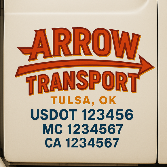 Custom Truck Door Decal Sticker Lettering Signs with US DOT, MC, CA, KYU VIN For Semi-Trucks, Work Trucks & Businesses