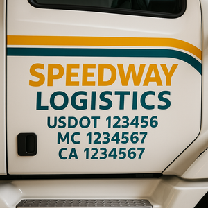 Custom Truck Door Decal Sticker Lettering Signs with US DOT, MC, CA, KYU VIN For Semi-Trucks, Work Trucks & Businesses