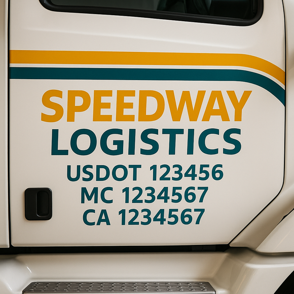 Custom Truck Door Decal Sticker Lettering Signs with US DOT, MC, CA, KYU VIN For Semi-Trucks, Work Trucks & Businesses