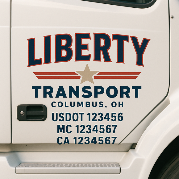 Custom Truck Door Decal Sticker Lettering Signs with US DOT, MC, CA, KYU VIN For Semi-Trucks, Work Trucks & Businesses