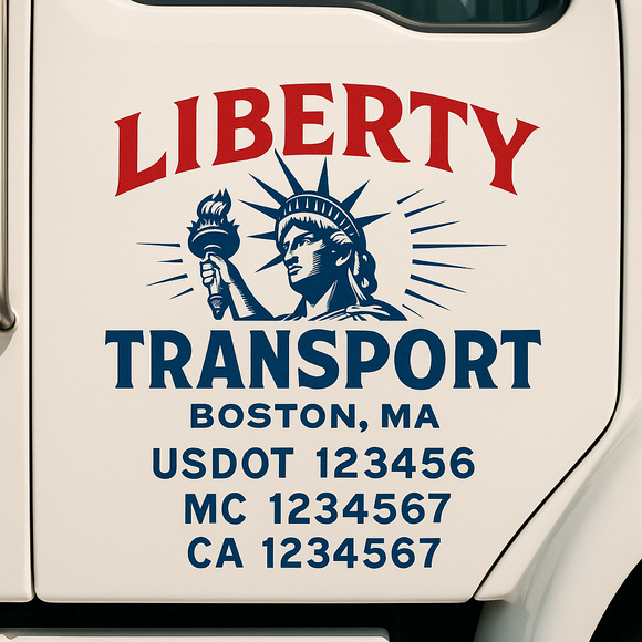 Custom Truck Door Decal Sticker Lettering Signs with US DOT, MC, CA, KYU VIN For Semi-Trucks, Work Trucks & Businesses