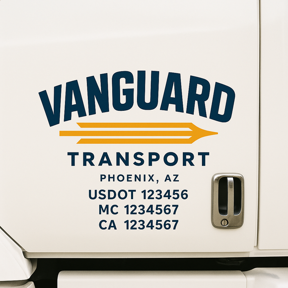 Custom Truck Door Decal Sticker Lettering Signs with US DOT, MC, CA, KYU VIN For Semi-Trucks, Work Trucks & Businesses