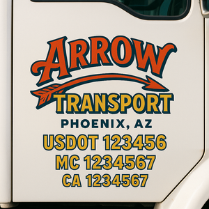 Custom Truck Door Decal Sticker Lettering Signs with US DOT, MC, CA, KYU VIN For Semi-Trucks, Work Trucks & Businesses