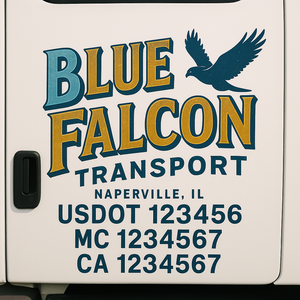 Custom Truck Door Decal Sticker Lettering Signs with US DOT, MC, CA, KYU VIN For Semi-Trucks, Work Trucks & Businesses