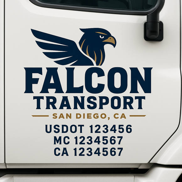 Custom Truck Door Decal Sticker Lettering Signs with US DOT, MC, CA, KYU VIN For Semi-Trucks, Work Trucks & Businesses