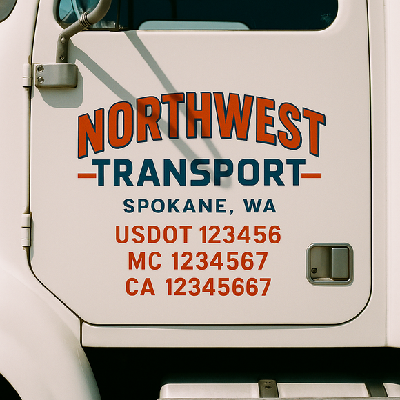 Custom Truck Door Decal Sticker Lettering Signs with US DOT, MC, CA, KYU VIN For Semi-Trucks, Work Trucks & Businesses