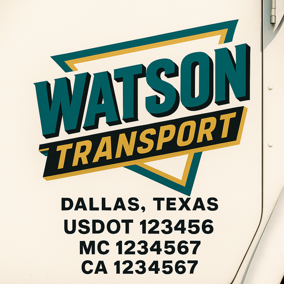 Custom Truck Door Decal Sticker Lettering Signs with US DOT, MC, CA, KYU VIN For Semi-Trucks, Work Trucks & Businesses