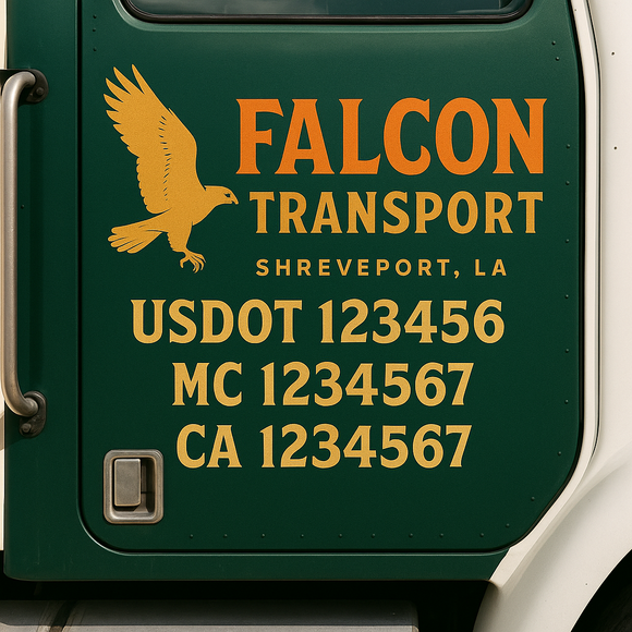 Custom Truck Door Decal Sticker Lettering Signs with US DOT, MC, CA, KYU VIN For Semi-Trucks, Work Trucks & Businesses