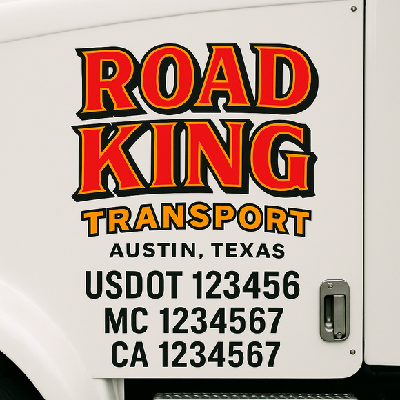 Custom Truck Door Decal Sticker Lettering Signs with US DOT, MC, CA, KYU VIN For Semi-Trucks, Work Trucks & Businesses