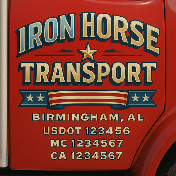 Custom Truck Door Decal Sticker Lettering Signs with US DOT, MC, CA, KYU VIN For Semi-Trucks, Work Trucks & Businesses