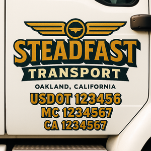 Custom Truck Door Decal Sticker Lettering Signs with US DOT, MC, CA, KYU VIN For Semi-Trucks, Work Trucks & Businesses