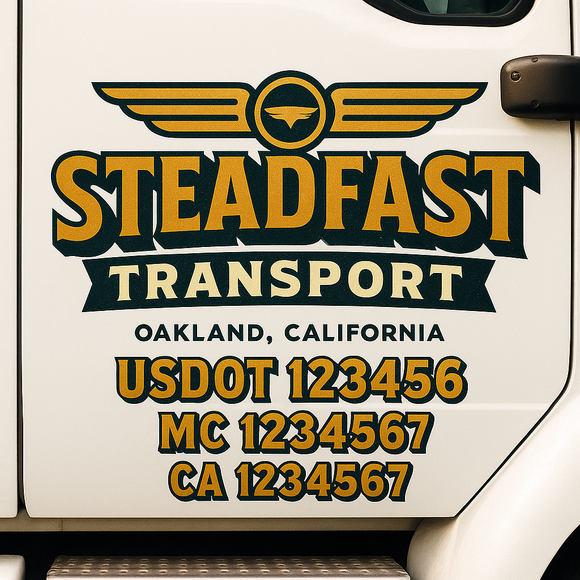 Custom Truck Door Decal Sticker Lettering Signs with US DOT, MC, CA, KYU VIN For Semi-Trucks, Work Trucks & Businesses