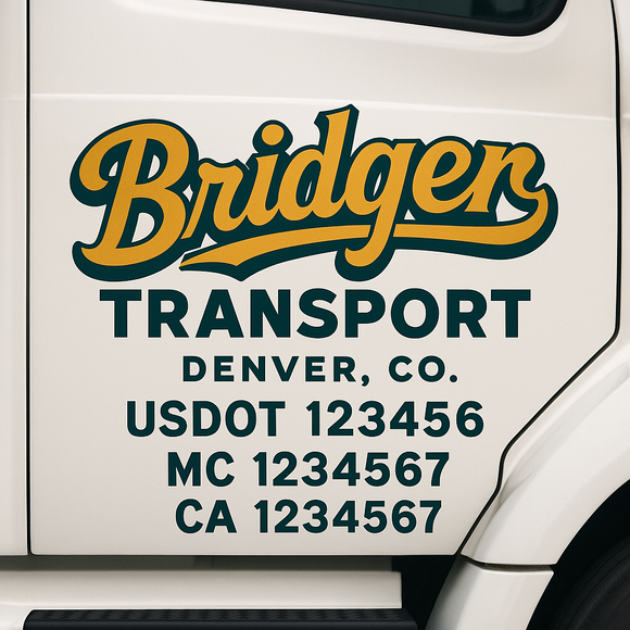 Custom Truck Door Decal Sticker Lettering Signs with US DOT, MC, CA, KYU VIN For Semi-Trucks, Work Trucks & Businesses