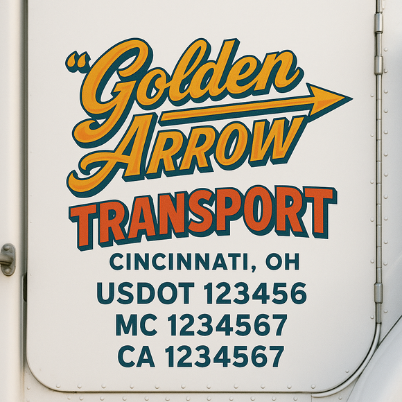 Custom Truck Door Decal Sticker Lettering Signs with US DOT, MC, CA, KYU VIN For Semi-Trucks, Work Trucks & Businesses